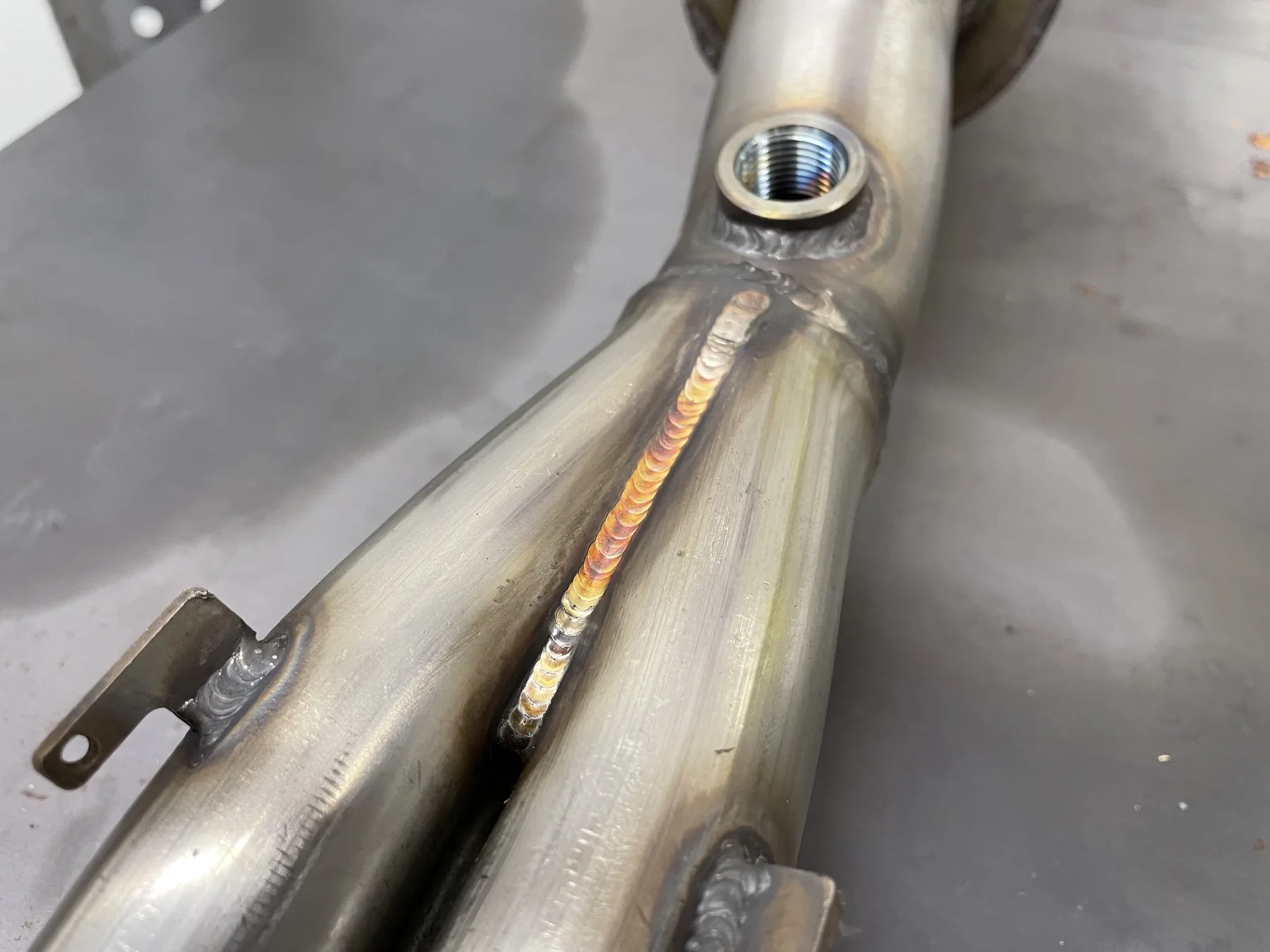 Close-up of a welded tubular component